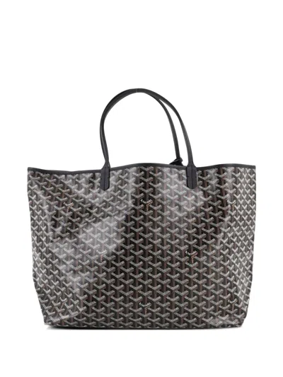 Pre-owned Goyard Saint Louis Coated Canvas Gm Tote Bag In Black