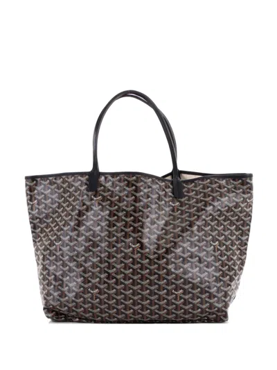 Pre-owned Goyard Saint Louis Coated Canvas Gm Tote Bag In Black