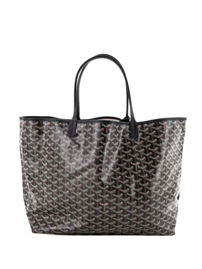 Pre-owned Goyard Saint Louis Coated Canvas Gm Tote Bag In Black