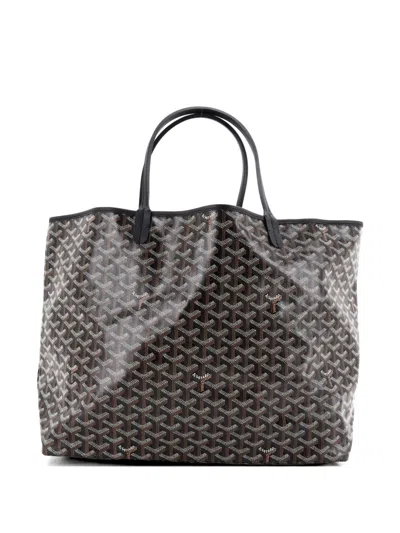 Pre-owned Goyard Saint Louis Coated Canvas Gm Tote Bag In Black