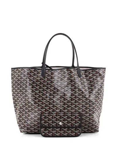 Pre-owned Goyard Saint Louis Coated Canvas Gm Tote Bag In Black