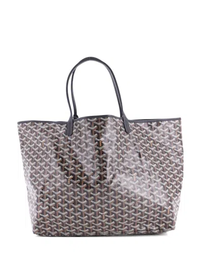 Pre-owned Goyard Saint Louis Coated Canvas Gm Tote Bag In Black