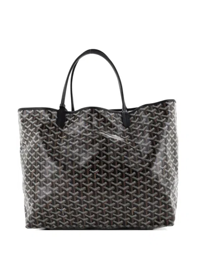 Pre-owned Goyard Saint Louis Coated Canvas Gm Tote Bag In Black