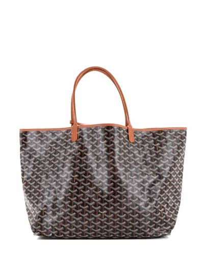 Pre-owned Goyard Saint Louis Coated Canvas Gm Tote Bag In Black