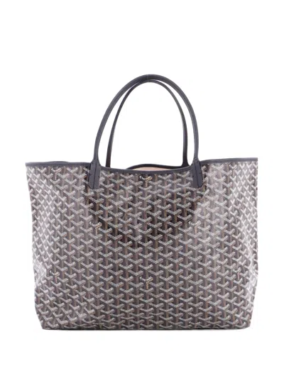 Pre-owned Goyard Saint Louis Coated Canvas Gm Tote Bag In Black