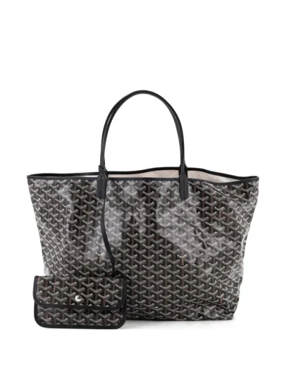 Pre-owned Goyard Saint Louis Coated Canvas Gm Tote Bag In Black