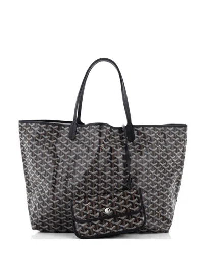 Pre-owned Goyard Saint Louis Coated Canvas Gm Tote Bag In Black