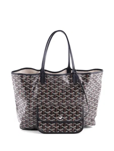 Pre-owned Goyard Saint Louis Coated Canvas Gm Tote Bag In Black