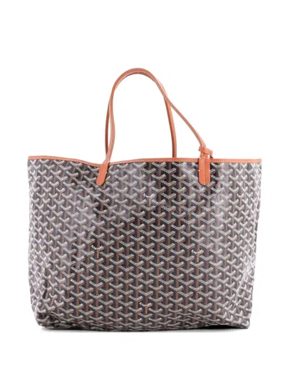 Pre-owned Goyard Saint Louis Coated Canvas Gm Tote Bag In Black