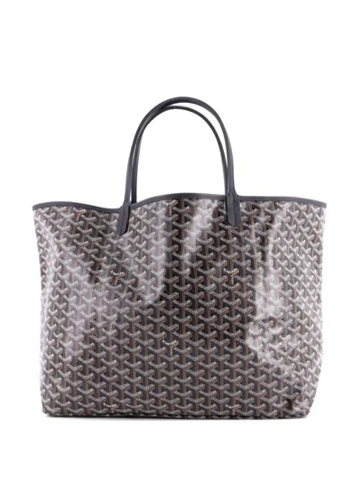 Pre-owned Goyard Saint Louis Coated Canvas Gm Tote Bag In Black