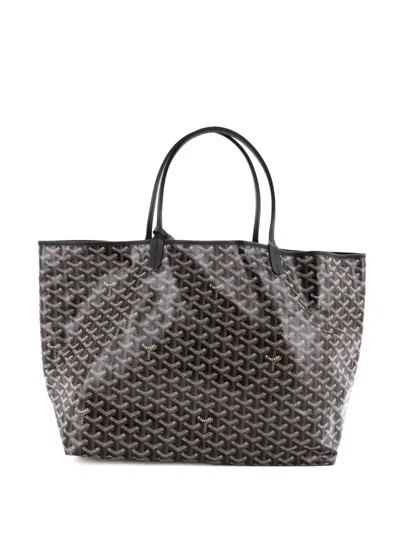 Pre-owned Goyard Saint Louis Coated Canvas Gm Tote Bag In Black