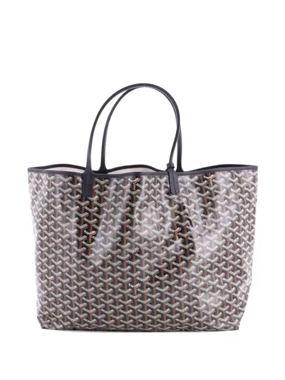Pre-owned Goyard Saint Louis Coated Canvas Gm Tote Bag In Black