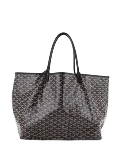 Pre-owned Goyard Saint Louis Coated Canvas Gm Tote Bag In Black
