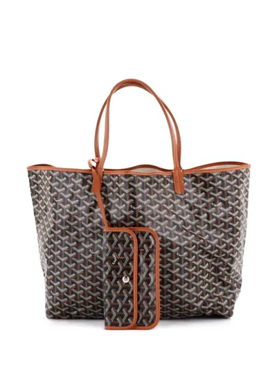 Pre-owned Goyard Saint Louis Coated Canvas Gm Tote Bag In Brown
