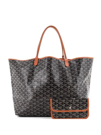 Pre-owned Goyard Saint Louis Coated Canvas Gm Tote Bag In Brown
