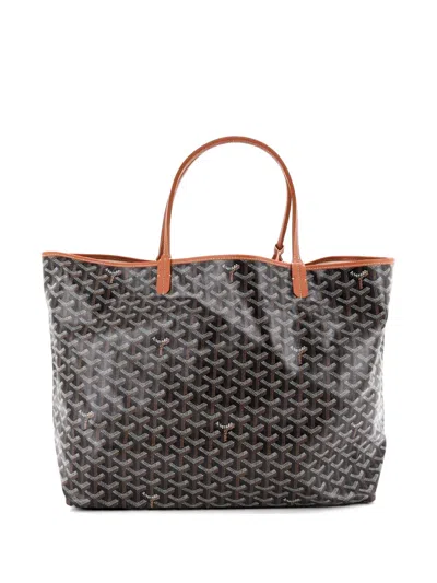 Pre-owned Goyard Saint Louis Coated Canvas Gm Tote Bag In Brown
