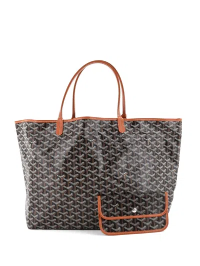 Pre-owned Goyard Saint Louis Coated Canvas Gm Tote Bag In Brown