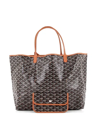 Pre-owned Goyard Saint Louis Coated Canvas Gm Tote Bag In Brown