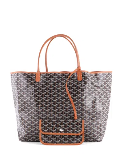 Pre-owned Goyard Saint Louis Coated Canvas Gm Tote Bag In Brown