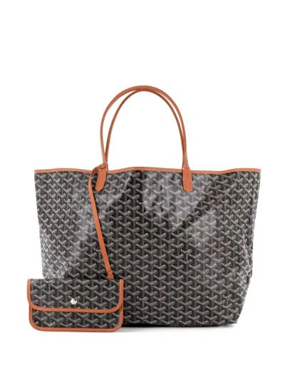 Pre-owned Goyard Saint Louis Coated Canvas Gm Tote Bag In Brown