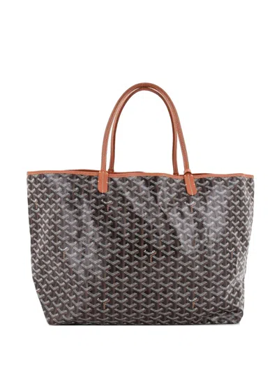 Pre-owned Goyard Saint Louis Coated Canvas Gm Tote Bag In Brown
