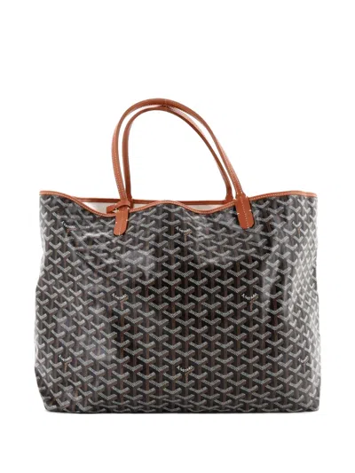 Pre-owned Goyard Saint Louis Coated Canvas Gm Tote Bag In Brown