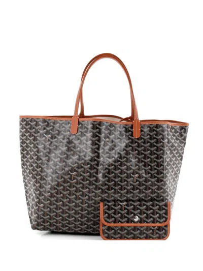 Pre-owned Goyard Saint Louis Coated Canvas Gm Tote Bag In Brown