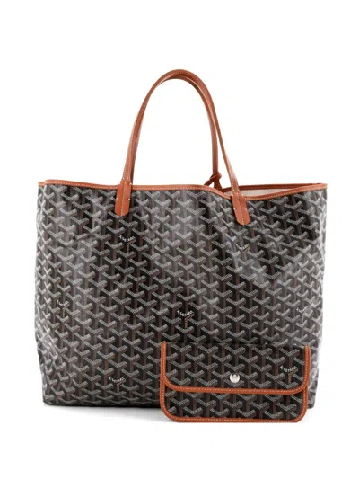 Pre-owned Goyard Saint Louis Coated Canvas Gm Tote Bag In Brown