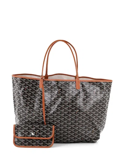 Pre-owned Goyard Saint Louis Coated Canvas Gm Tote Bag In Brown