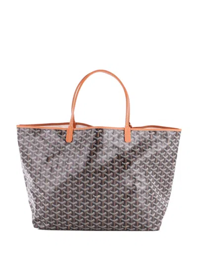 Pre-owned Goyard Saint Louis Coated Canvas Gm Tote Bag In Brown