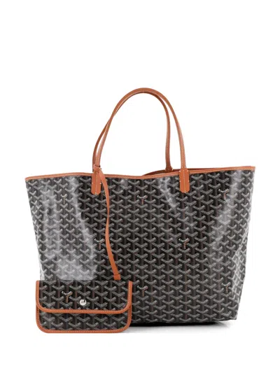 Pre-owned Goyard Saint Louis Coated Canvas Gm Tote Bag In Brown