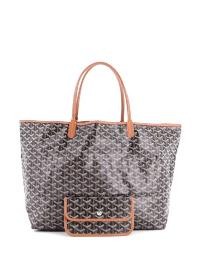 Pre-owned Goyard Saint Louis Coated Canvas Gm Tote Bag In Brown