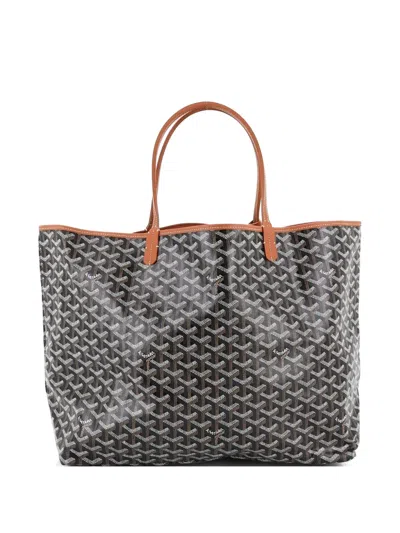 Pre-owned Goyard Saint Louis Coated Canvas Gm Tote Bag In Brown