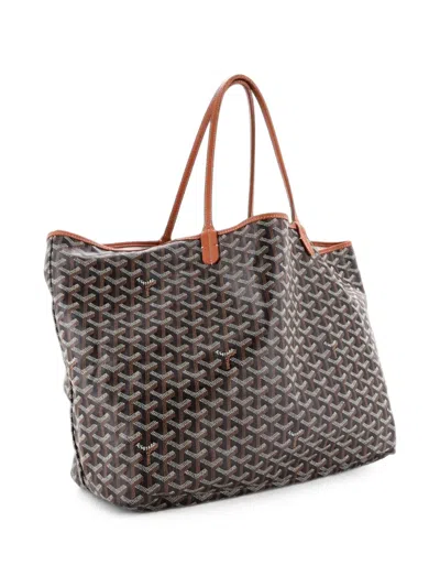 Pre-owned Goyard Saint Louis Coated Canvas Gm Tote Bag In Brown