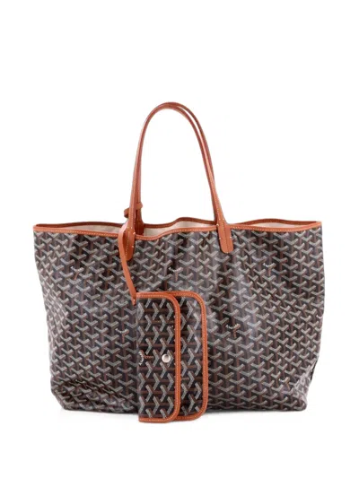 Pre-owned Goyard Saint Louis Coated Canvas Gm Tote Bag In Brown