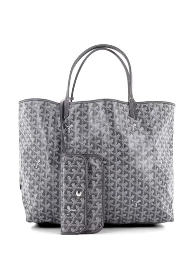 Pre-owned Goyard Saint Louis Coated Canvas Gm Tote Bag In Gray