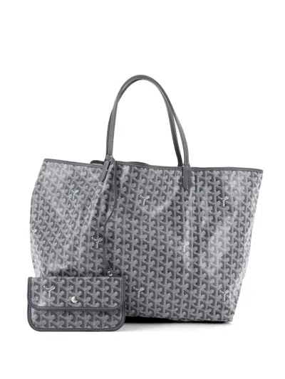 Pre-owned Goyard Saint Louis Coated Canvas Gm Tote Bag In Gray