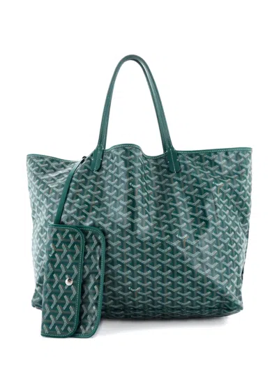 Pre-owned Goyard Saint Louis Coated Canvas Gm Tote Bag In Green