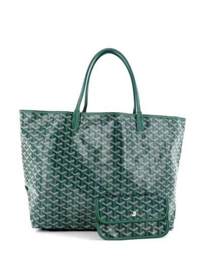 Pre-owned Goyard Saint Louis Coated Canvas Gm Tote Bag In Green