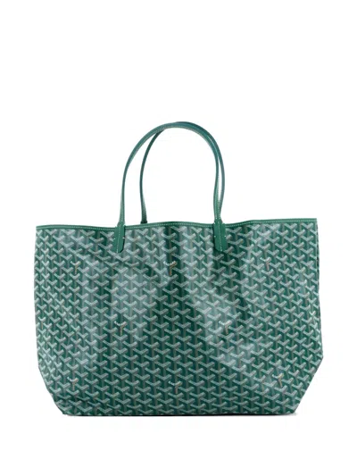 Pre-owned Goyard Saint Louis Coated Canvas Gm Tote Bag In Green