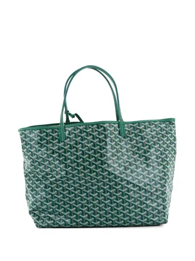 Pre-owned Goyard Saint Louis Coated Canvas Gm Tote Bag In Green