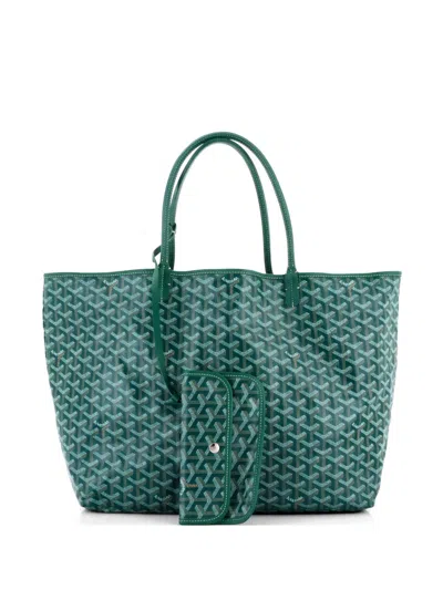 Pre-owned Goyard Saint Louis Coated Canvas Gm Tote Bag In Green