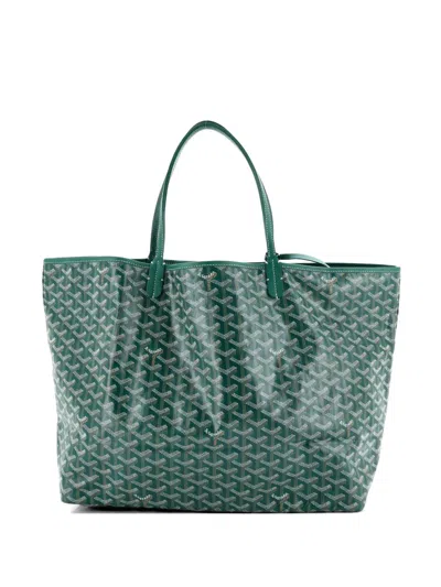 Pre-owned Goyard Saint Louis Coated Canvas Gm Tote Bag In Green
