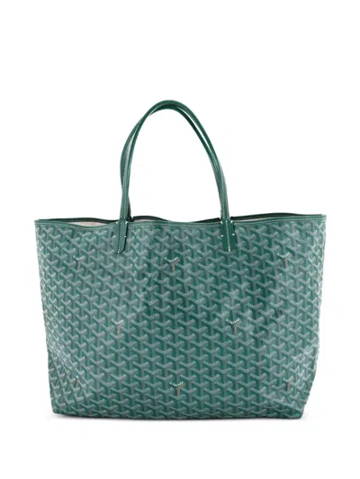 Pre-owned Goyard Saint Louis Coated Canvas Gm Tote Bag In Green