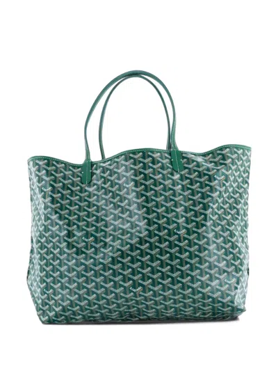 Pre-owned Goyard Saint Louis Coated Canvas Gm Tote Bag In Green