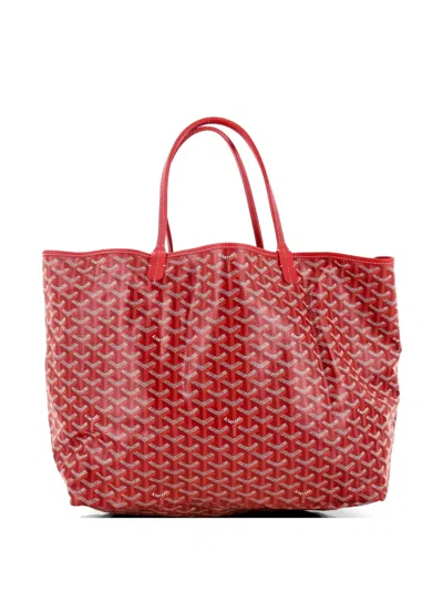 Pre-owned Goyard Saint Louis Coated Canvas Gm Tote Bag In Red