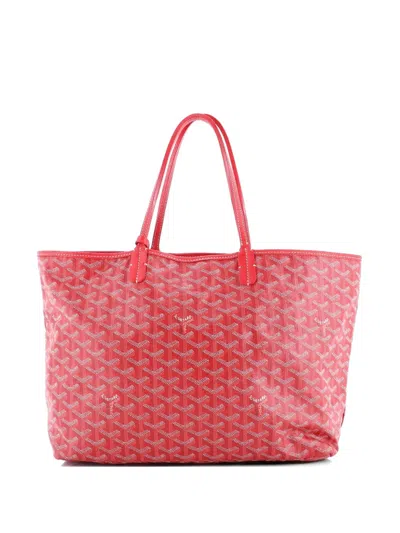 Pre-owned Goyard Saint Louis Coated Canvas Gm Tote Bag In Red