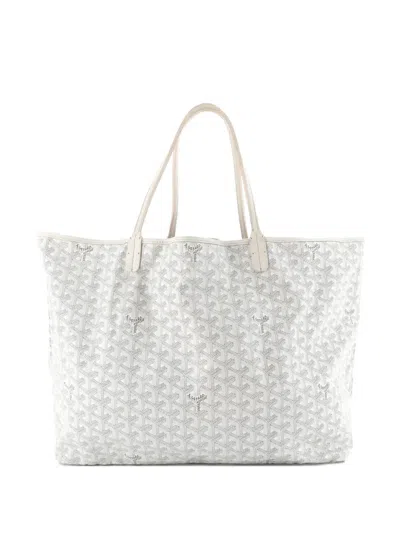 Pre-owned Goyard Saint Louis Coated Canvas Gm Tote Bag In White