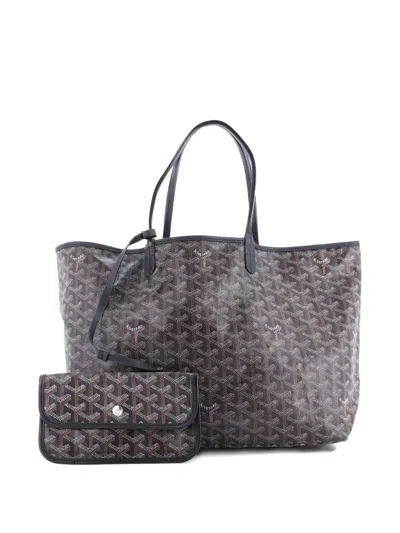 Pre-owned Goyard Saint Louis Coated Canvas Pm Tote Bag In Black