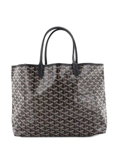 Pre-owned Goyard Saint Louis Coated Canvas Pm Tote Bag In Black